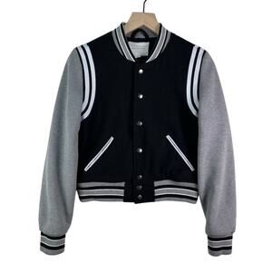 AEROPOSTALE Varsity Academia Bomber Jacket Black Gray White Sporty Size S